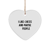 Funny Chess Heart Ornament Gifts from Family to Chess Lovers for Christmas Unique Gifts, Heart Shaped, White Color, I Like Chess And Maybe 3 People - Image 1
